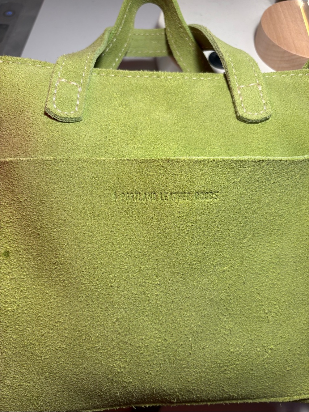 Portland Leather Goods | Mini Tote | Lime Suede - Picture 10 of 15